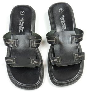 MONTEGO BAY CLUB Black Leather Brazil Sandals